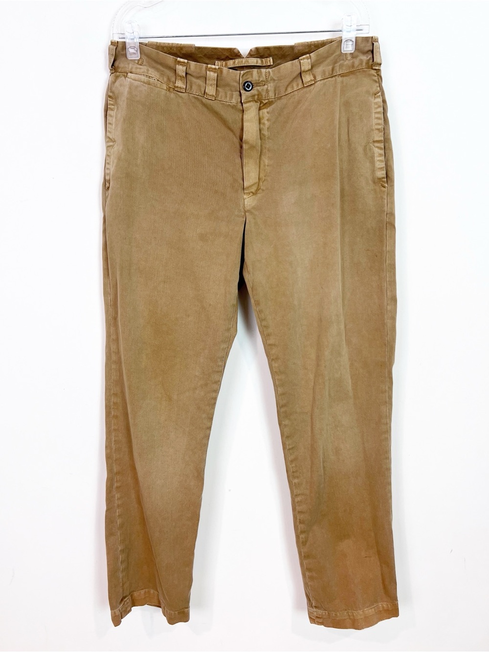 POLO RALPH LAUREN BROWN TAN CHINO STRAIGHT LEG FLAT FRONT PANTS MENS 34/32
